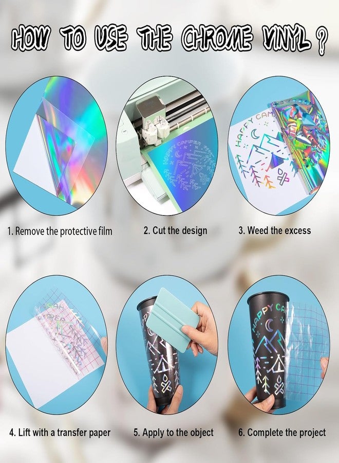 ERATO ورق فينيل إراتو الفضي بألوان قوس قزح، ذاتي اللصق، 30 × 60 سم، ورق جدران زخرفي للأعمال اليدوية - Image 5